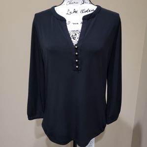 NY&CO Stretch Large black long sleeved blouse
